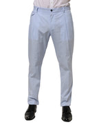 Light Blue Cotton Stretch Tapered Men Trouser Pants
