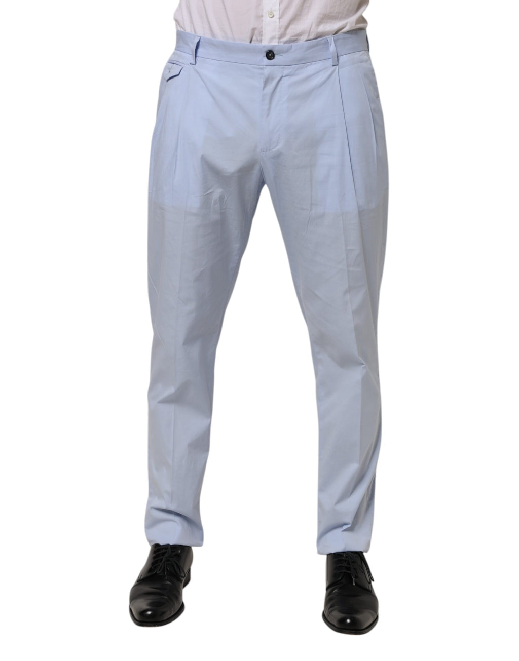 Light Blue Cotton Stretch Tapered Men Trouser Pants