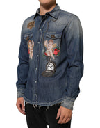Blue Angel Patch Denim Buttoned Down Men Shirt