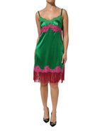Green Floral Lace Fringes Lingerie Dress