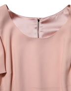 Pink Viscose Fit Flared Sheath Midi Dress
