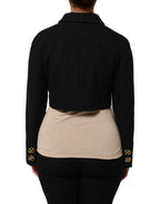 Black Cotton Full Zip Cropped Coat Jacket