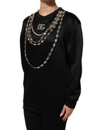 Black Necklace Crystal DG Logo Sweatshirt Sweater