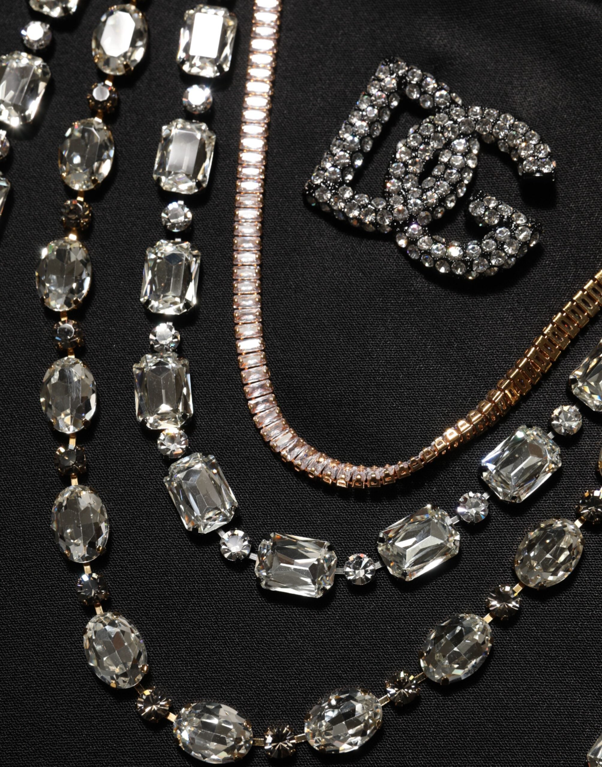 Black Crystal DG Necklace Sweatshirt Sweater