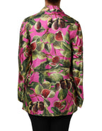 Hot Pink Fig Printed Silk Shirt Blouse Top