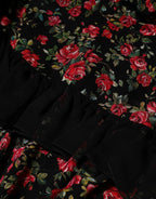 Black Floral Print Long Sleeve Blouse Top