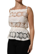 White Poplin Openwork Embroidery Tank Top