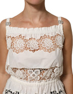 White Poplin Openwork Embroidery Tank Top
