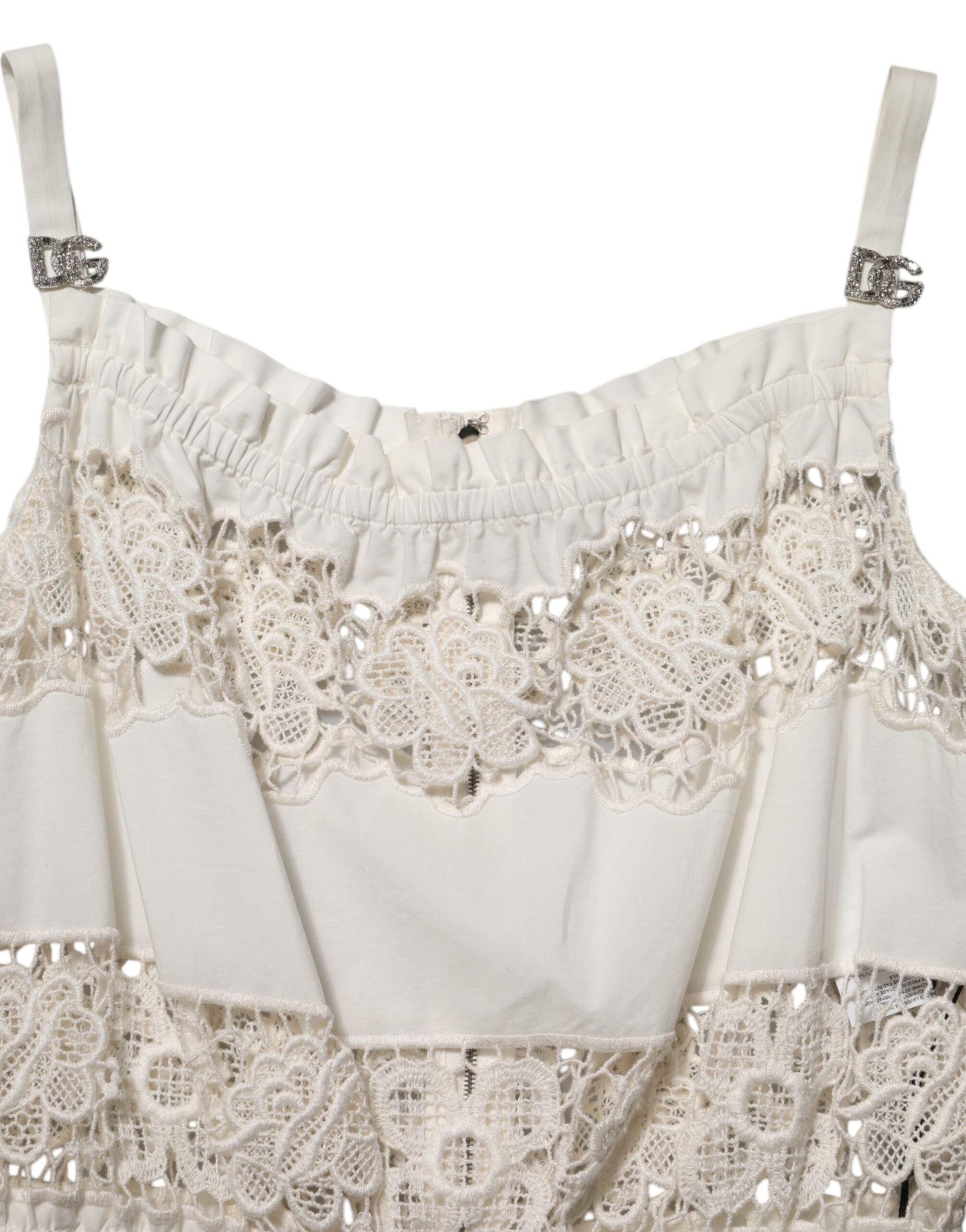 White Poplin Openwork Embroidery Tank Top