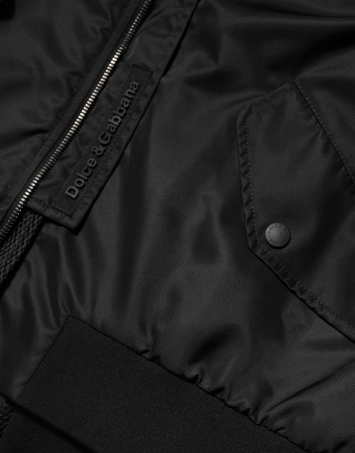 Black Nylon Hooded Full Zip Bomber Men Jacket
