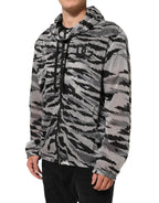 Gray Camouflage Hooded Sweatshirt Jacket