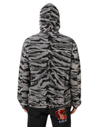 Gray Camouflage Hooded Sweatshirt Jacket