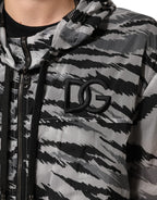 Gray Camouflage Hooded Sweatshirt Jacket