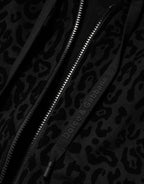 Black Cotton Hooded Full Zip Bomber Jacket