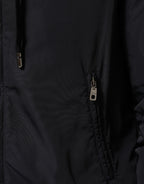 Blue Logo Tape Hooded Full Zip Bomber Jacket