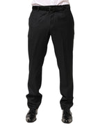 Black Wool Mid Waist Dress Men Trouser Pants