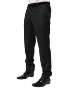 Black Wool Mid Waist Dress Men Trouser Pants
