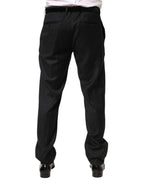 Black Wool Mid Waist Dress Men Trouser Pants