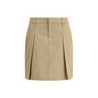 Beige Cotton Mini Skirt