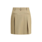Beige Cotton Mini Skirt