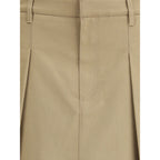 Beige Cotton Mini Skirt