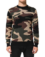 Multicolor Camouflage Crew Neck Men Pullover Sweater