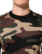Multicolor Camouflage Crew Neck Men Pullover Sweater