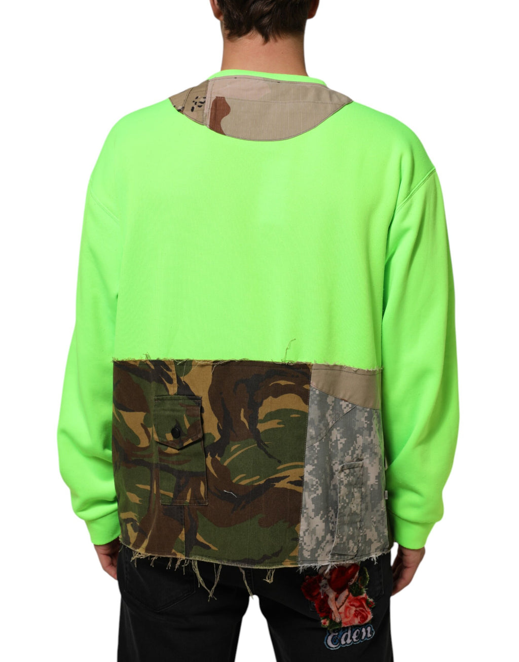 Green Patchwork Heart Men Sweatshirt Sweater