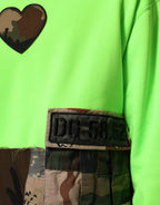 Green Patchwork Men Sweatshirt Sweater