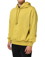 Yellow Logo Cotton Hooded Sweatshirt Sweater