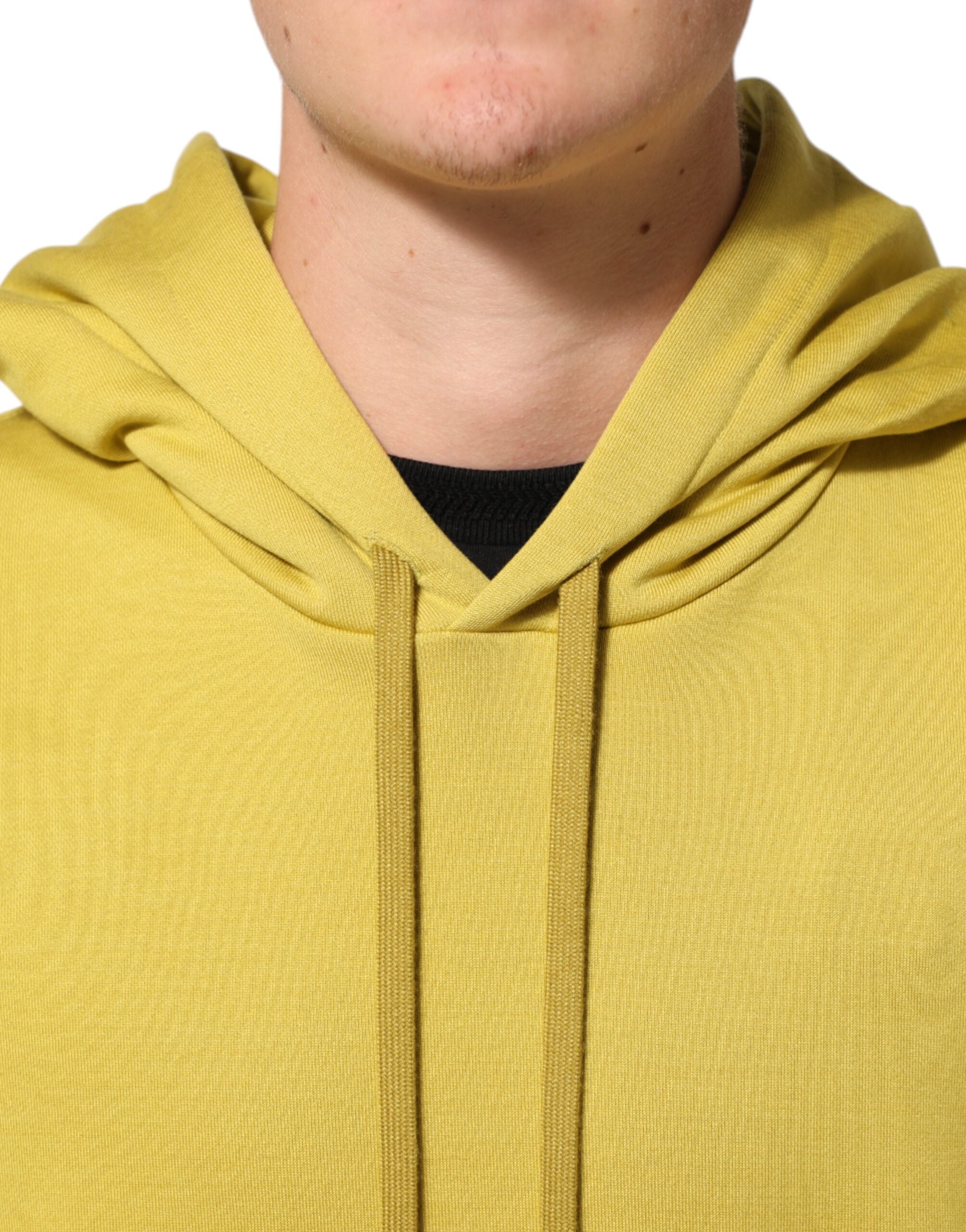 Yellow Logo Cotton Hooded Sweatshirt Sweater
