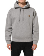 Gray Logo Cotton Hooded Sweatshirt Sweater