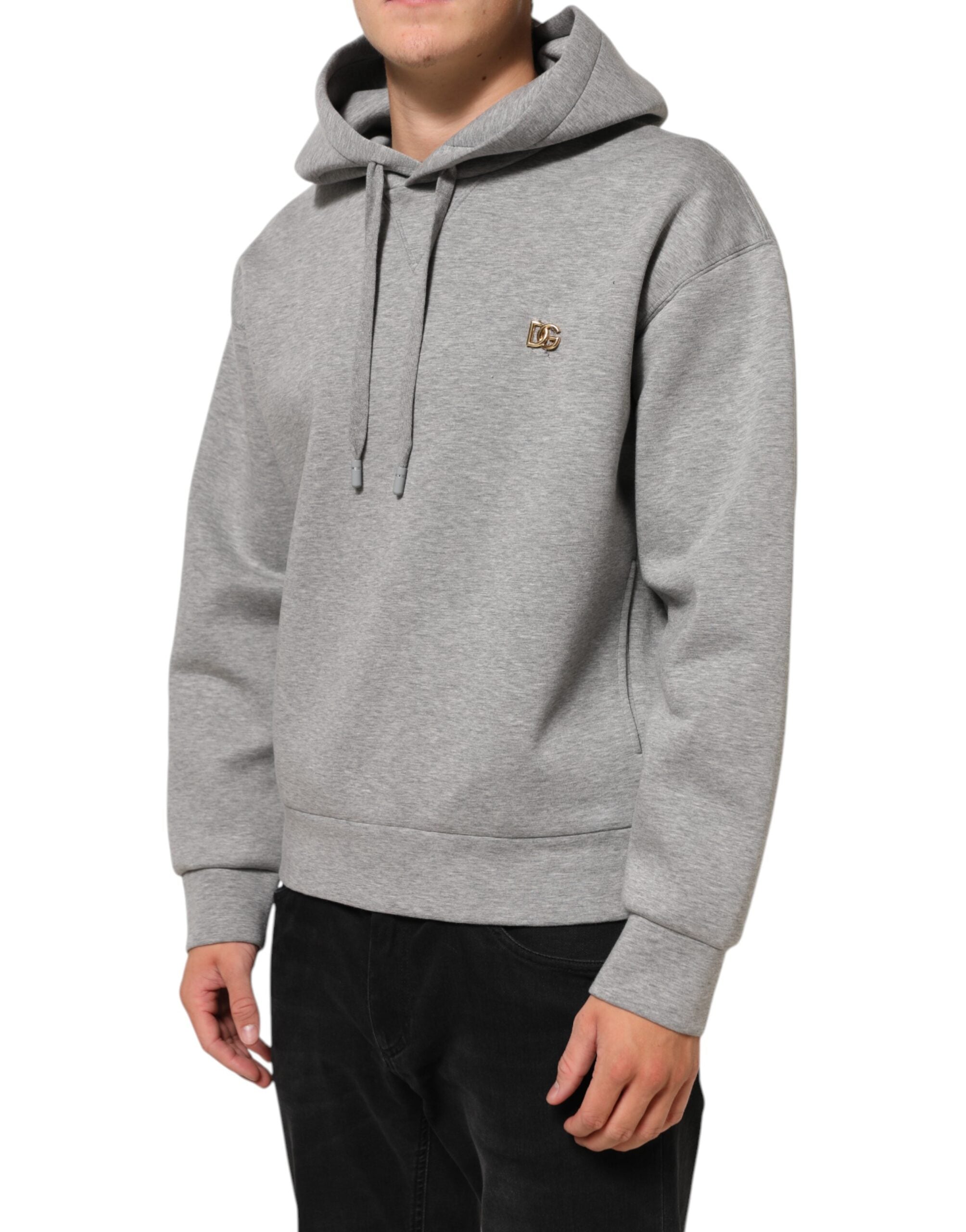 Gray Logo Cotton Hooded Sweatshirt Sweater