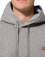 Gray Logo Cotton Hooded Sweatshirt Sweater