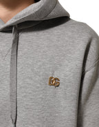 Gray Logo Cotton Hooded Sweatshirt Sweater