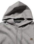 Gray Logo Cotton Hooded Sweatshirt Sweater