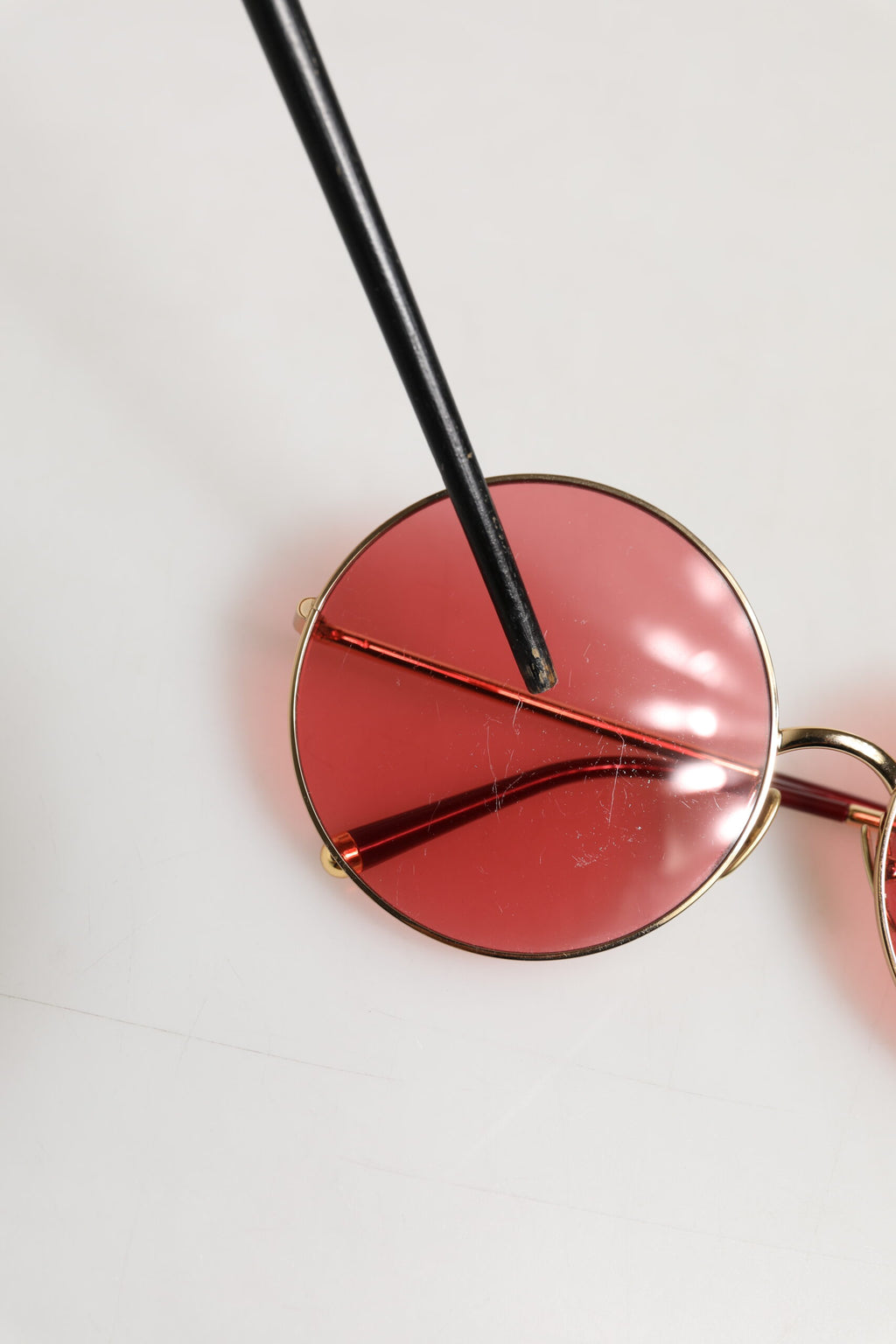 Pink Gold Metal Round Shades Eyewear Sunglasses
