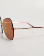 Lucia Gold Metal Cat Eye Red Lenses Sunglasses