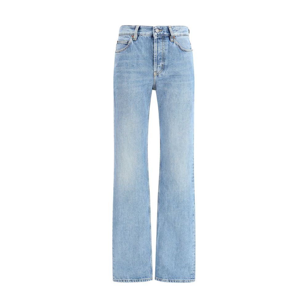 Blue Cotton Straight-Leg Jeans