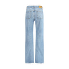 Blue Cotton Straight-Leg Jeans