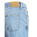 Blue Cotton Straight-Leg Jeans
