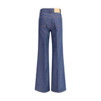 Blue Cotton Flared Jeans