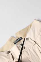 Beige Cotton Tapered Cargo Men Trouser Pants