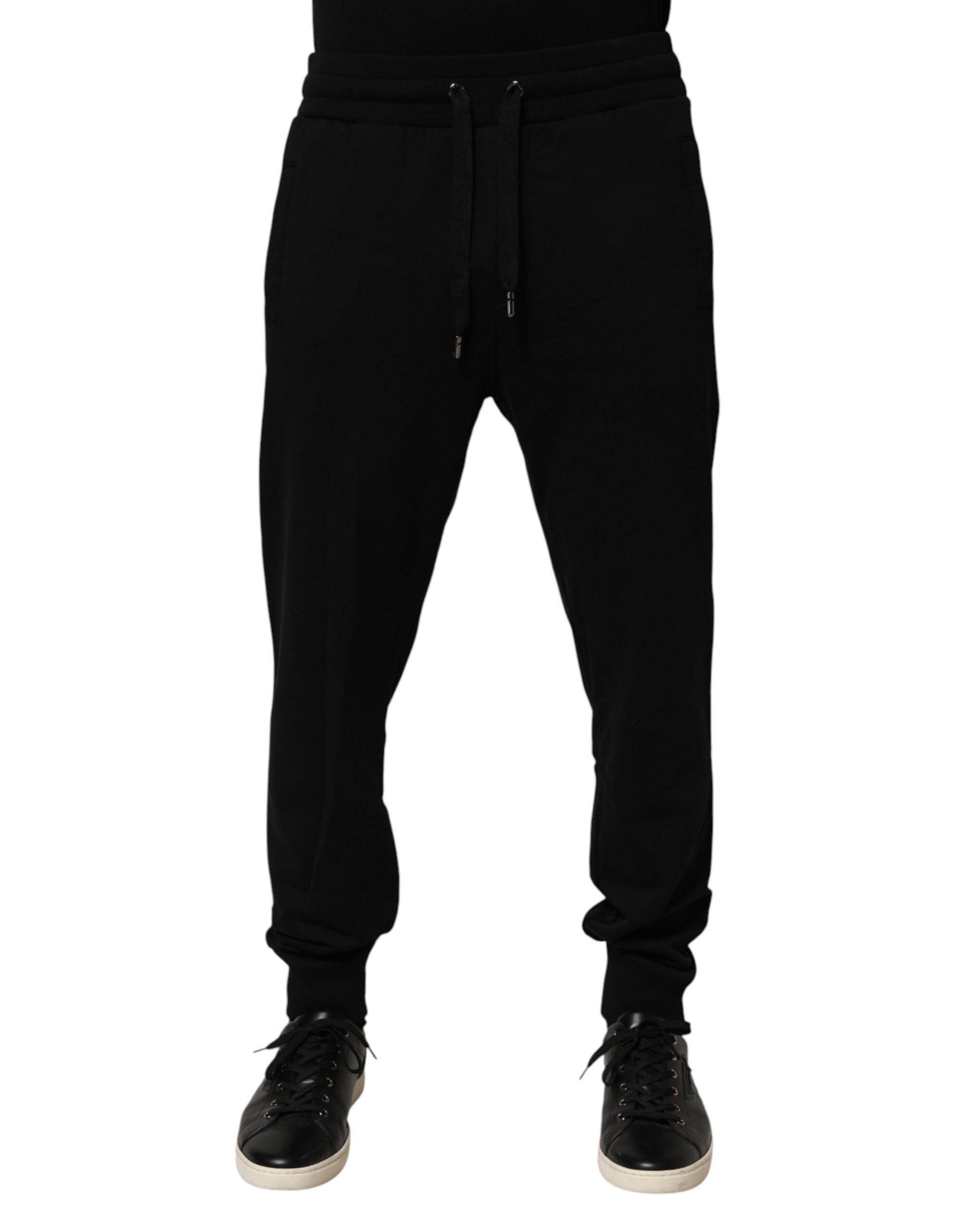 Black DG Logo Cotton Jogger Sweatpants Pants