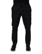 Black Mid Waist Drawstring Men Jogger Pants