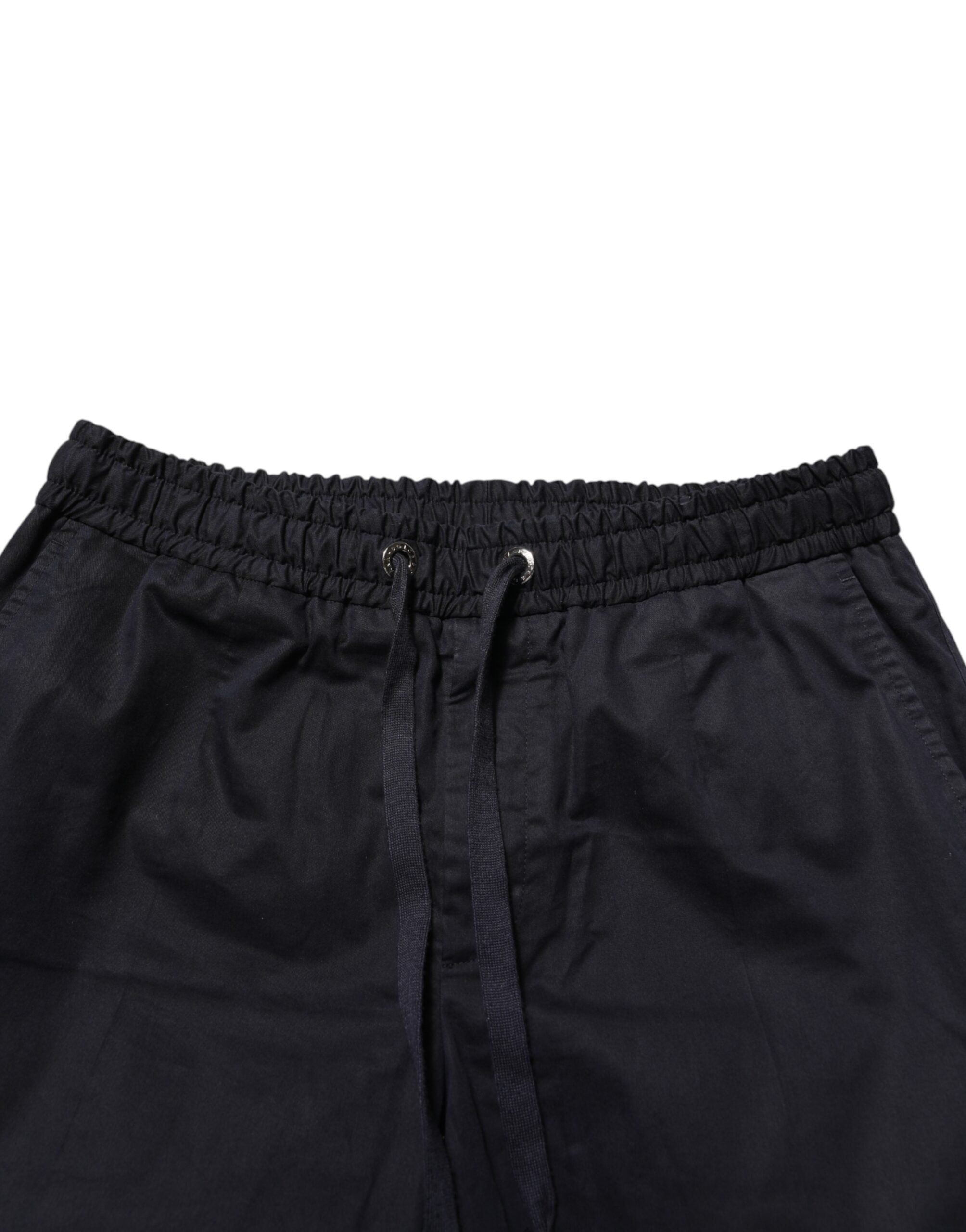 Black Mid Waist Drawstring Men Jogger Pants