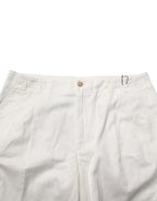 White Cotton Mid Waist Men Bermuda Shorts