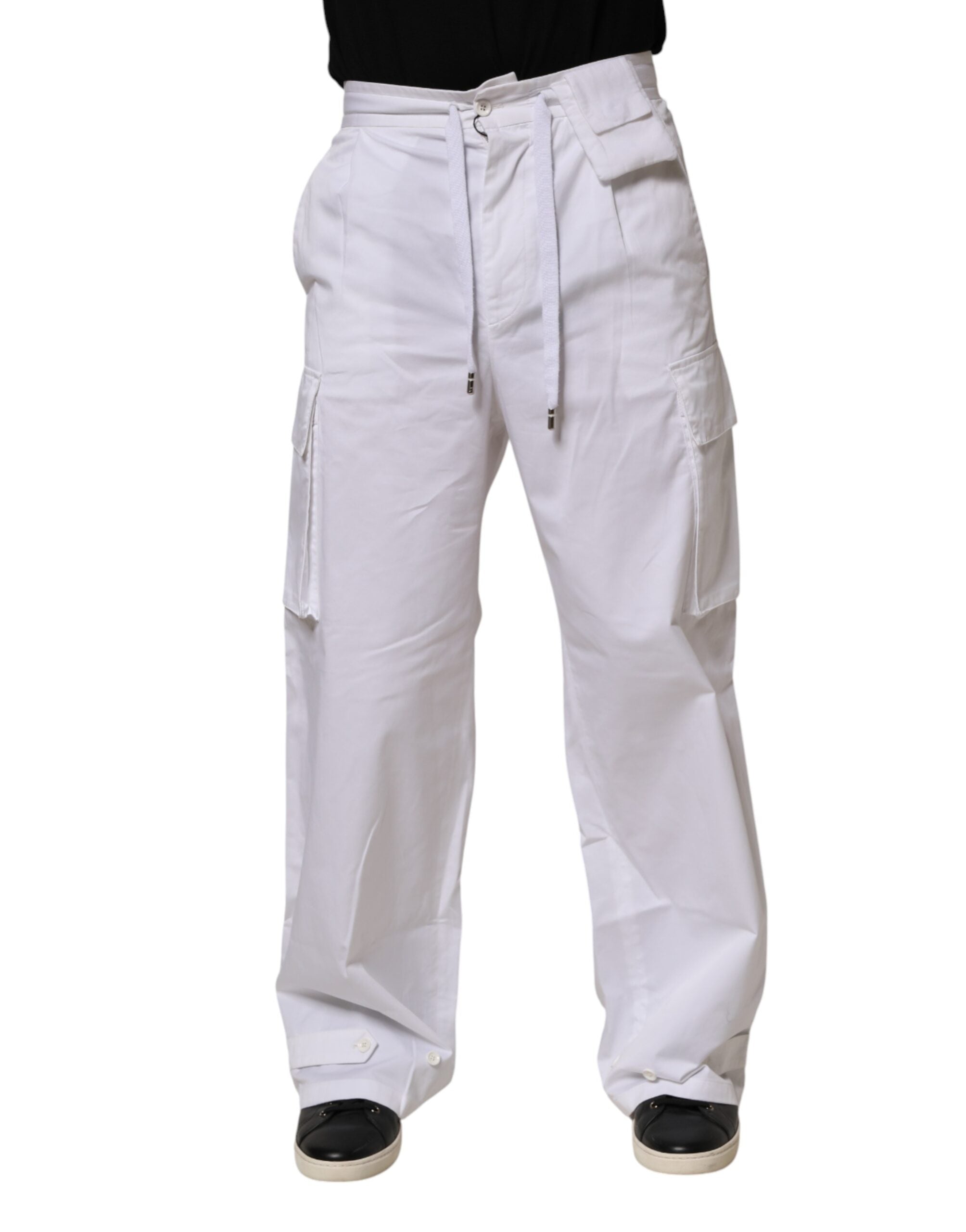 White Linen Straight Cargo Men Trouser Pants