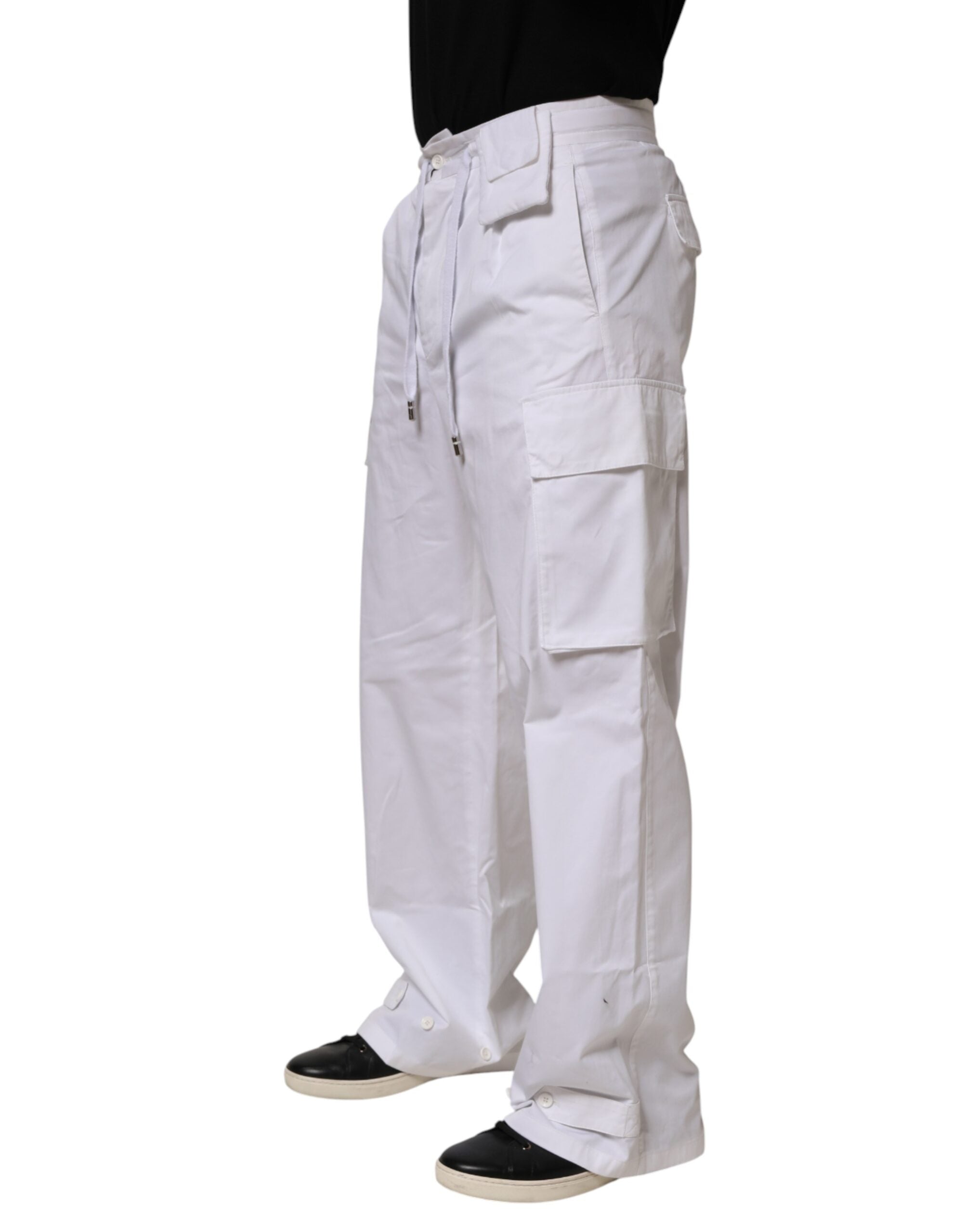 White Linen Straight Cargo Men Trouser Pants
