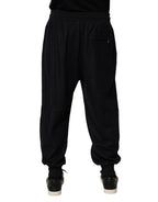 Black Cotton Blend Drawstring Jogger Jogger Pants
